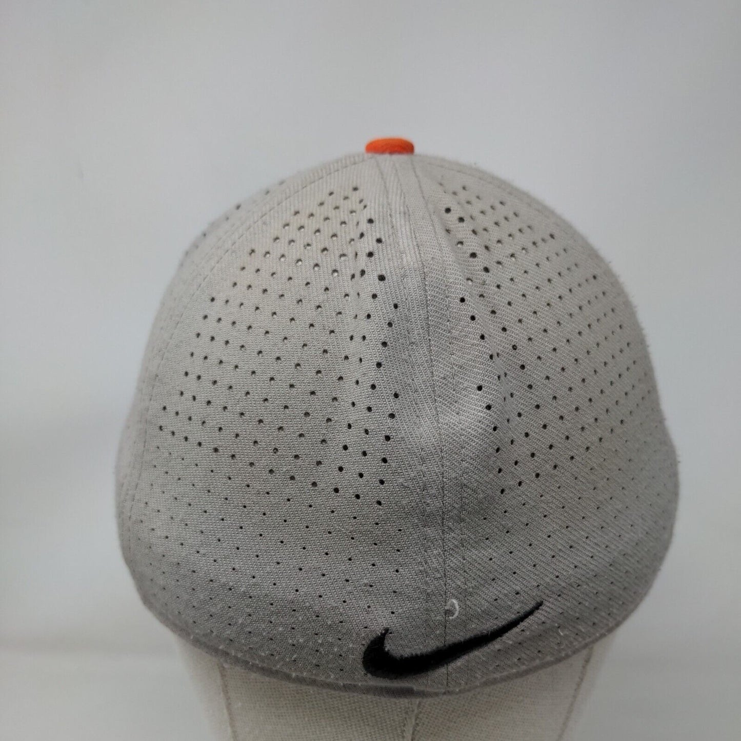 Nike True Dri Fit Fitted Mesh Back Hat Orange Gray Size S-M Embroidered A Logo