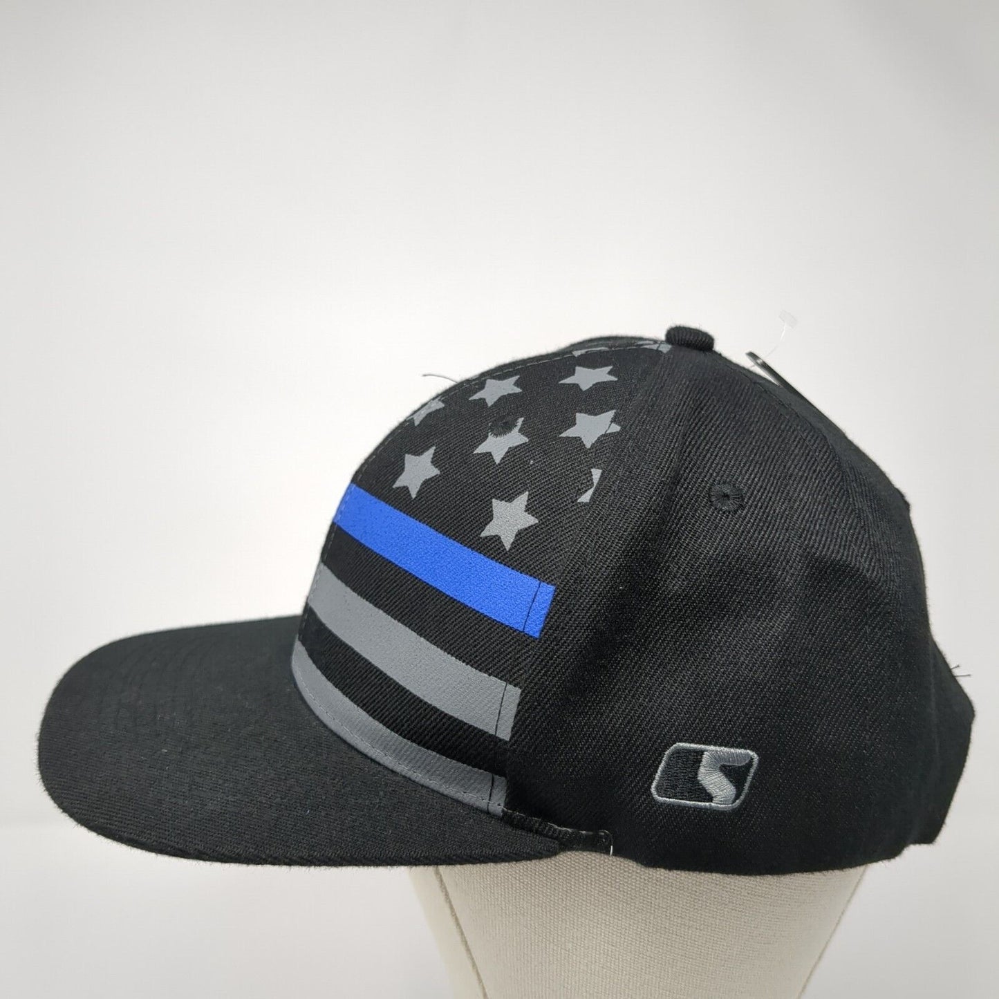 Sleefs Snapback Hat Black One Size Embroidered American Flag Adjustable