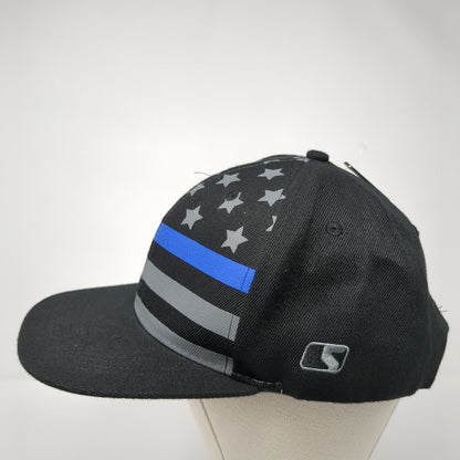 Sleefs Snapback Hat Black One Size Embroidered American Flag Adjustable