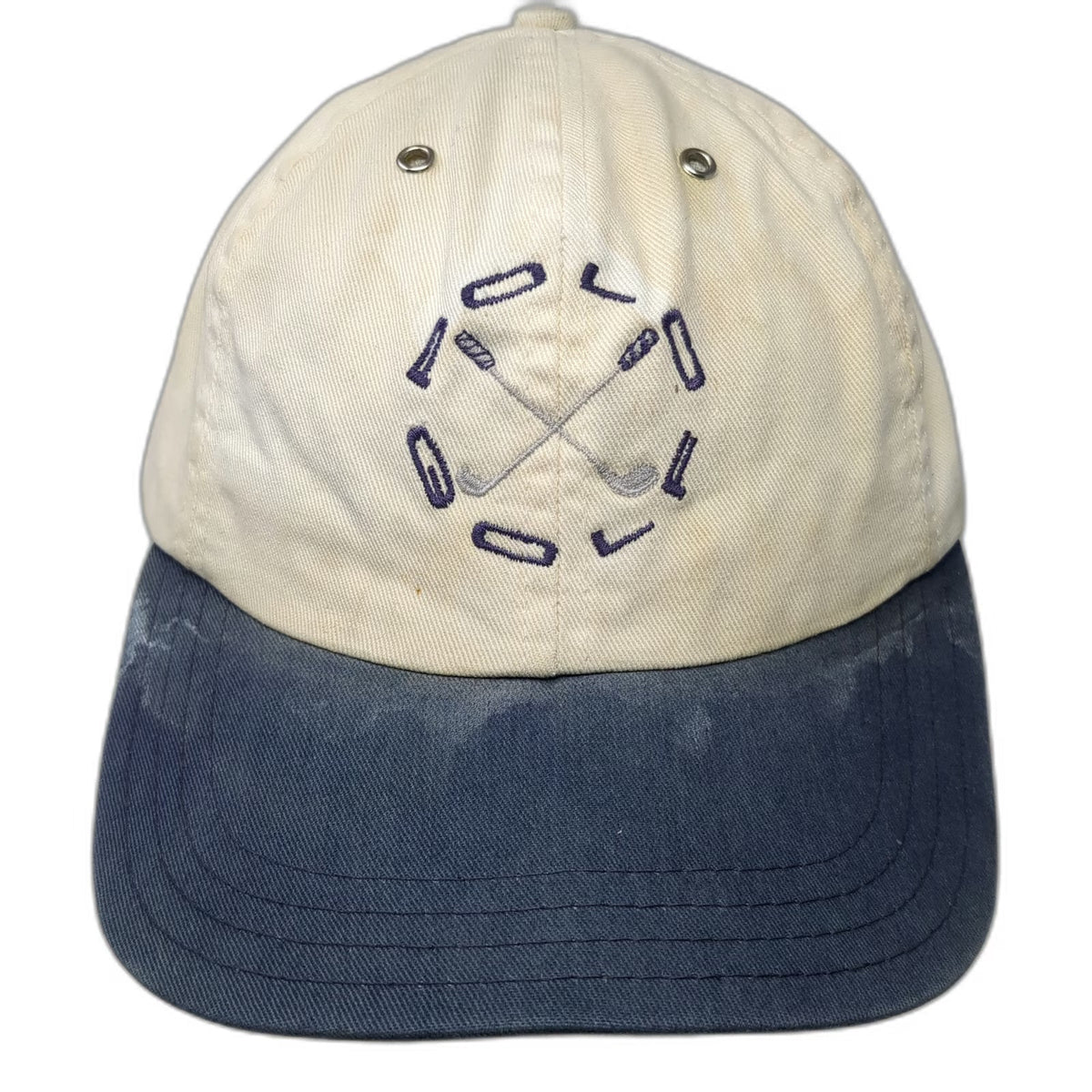 Polo Golf Ivory Blue OS Baseball Cap Slideback Cotton USA Clubs Hat Vintage