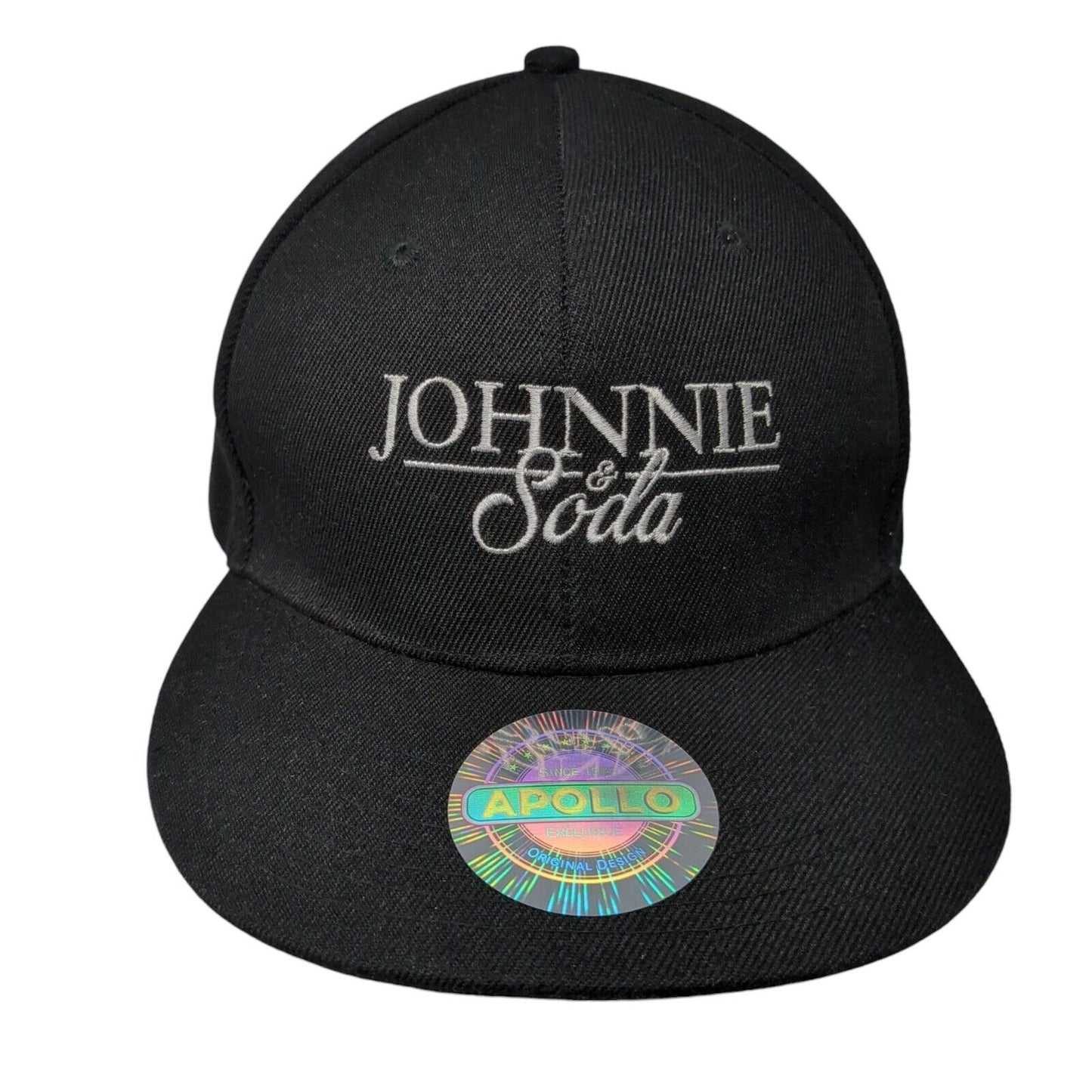 Johnnie & Soda Snapback Hat Black One Size Adjustable Apollo 6 Panel