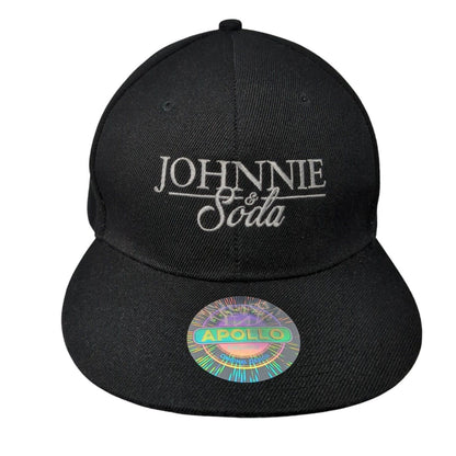 Johnnie & Soda Snapback Hat Black One Size Adjustable Apollo 6 Panel