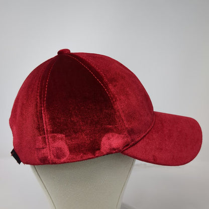 Red Velvet Baseball Cap Hat One Size Adjustable Strapback Textured Solid 6-Panel