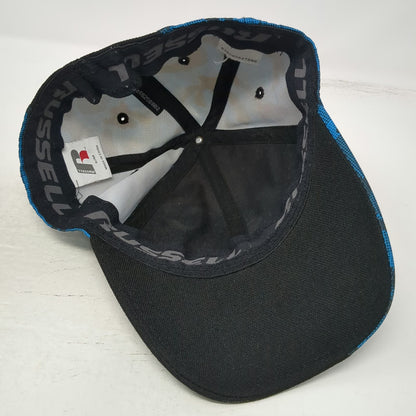 Russell Baseball Cap Black Blue Camo M Embroidered Logo Athletic Hat