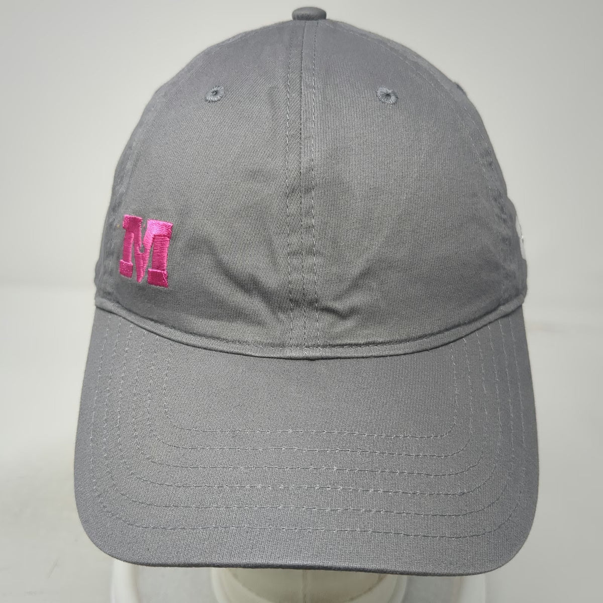 Under Armour Baseball Cap Gray One Size Pink M Logo Slideback Cotton Twill Hat