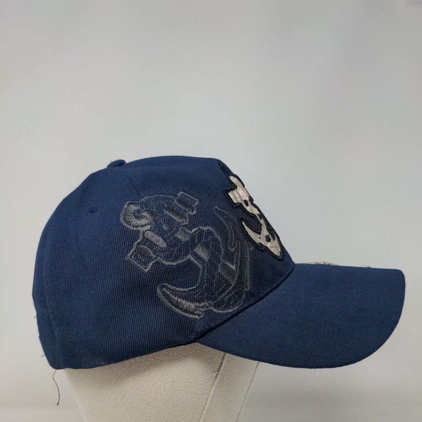 US Navy Strapback Hat Blue One Size Adjustable Embroidered Anchor 6 Panel