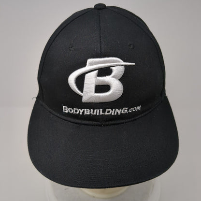 BodyBuilding.Com Snapback Hat Black One Size Adjustable Embroidered Cotton