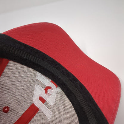 Snap-on Fitted Hat Red One Size Embroidered Logo 6 Panel K-Products