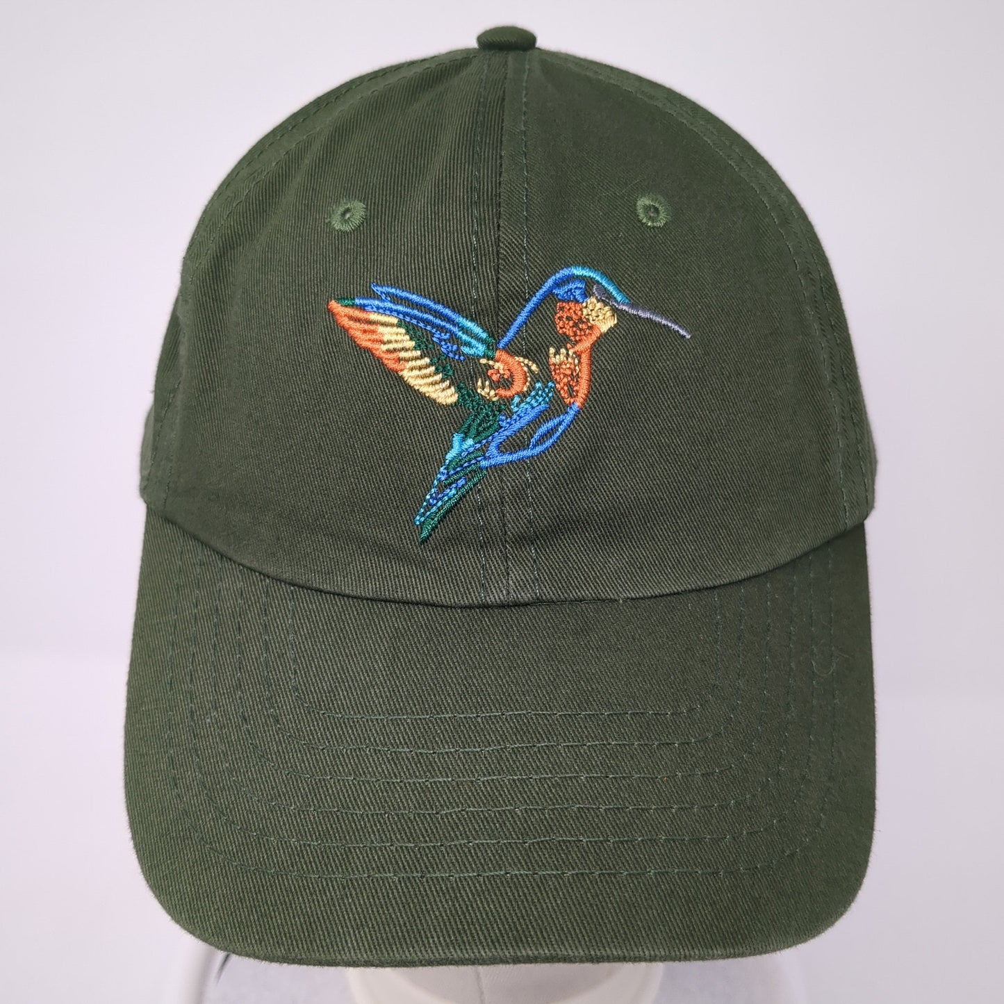 Hummingbird Slideback Hat Green One Size Adjustable Embroidered Dalix
