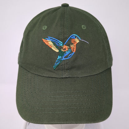 Hummingbird Slideback Hat Green One Size Adjustable Embroidered Dalix