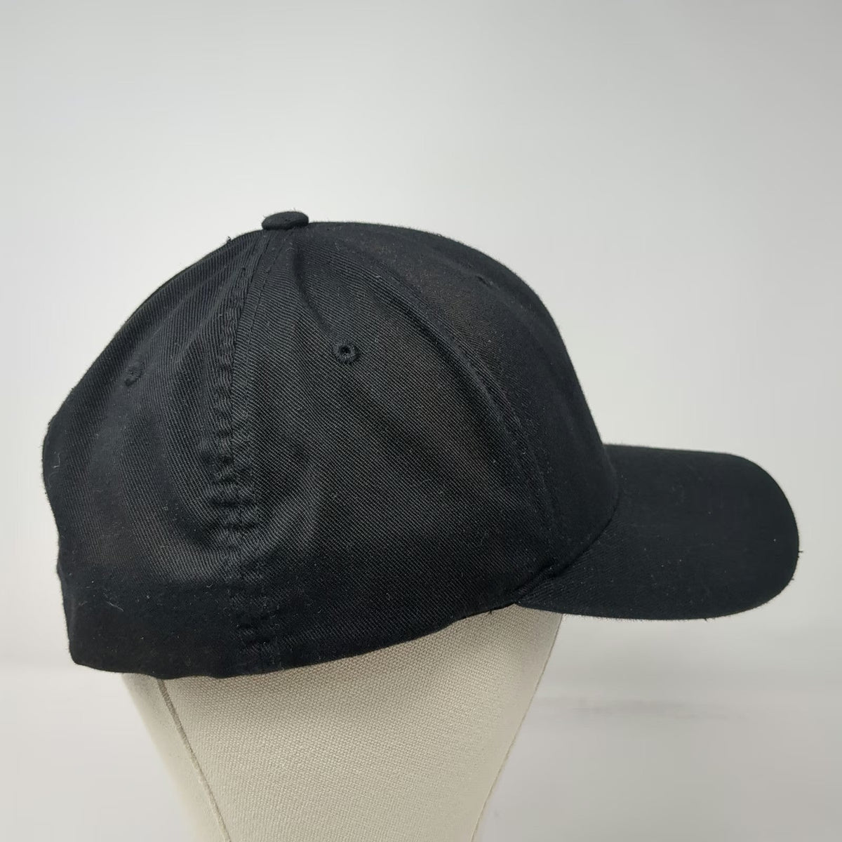 Flexfit Baseball Cap Black XL Curved Brim Underbrim Offset Logo Patch Hat