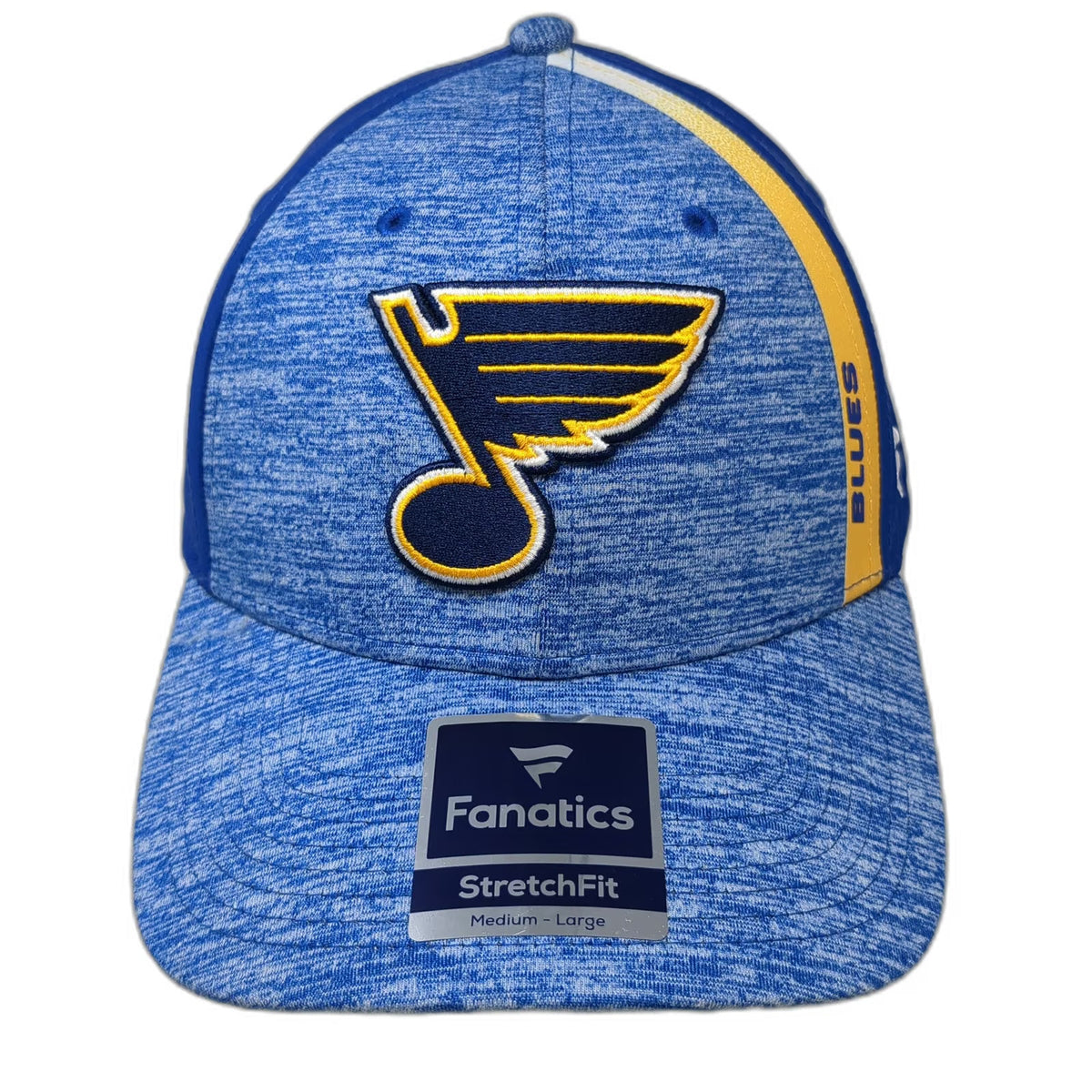 St. Louis Blues NHL Fanatics Cap Blue Yellow L Stretch Fit Flex Curved Brim Hat