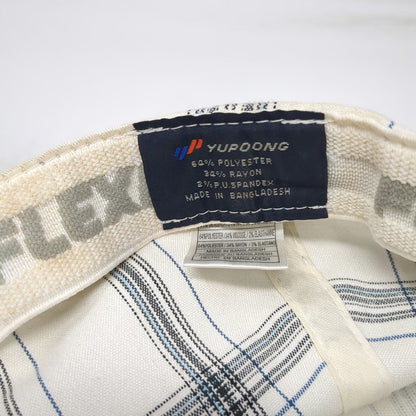 Hurley Plaid Baseball Cap One Size White Blue Black Flexfit Logo Embroidered Hat