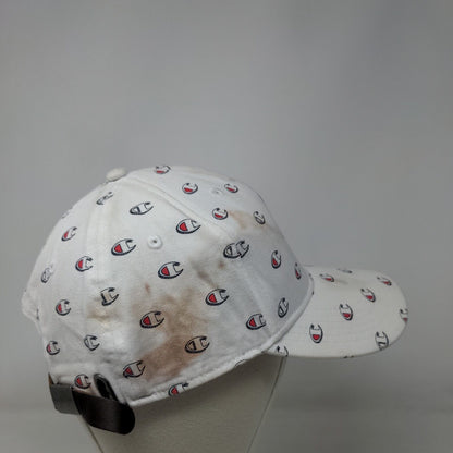 Champion Slideback Hat White OSFM Adjustable Graphic Logo Vented Holes