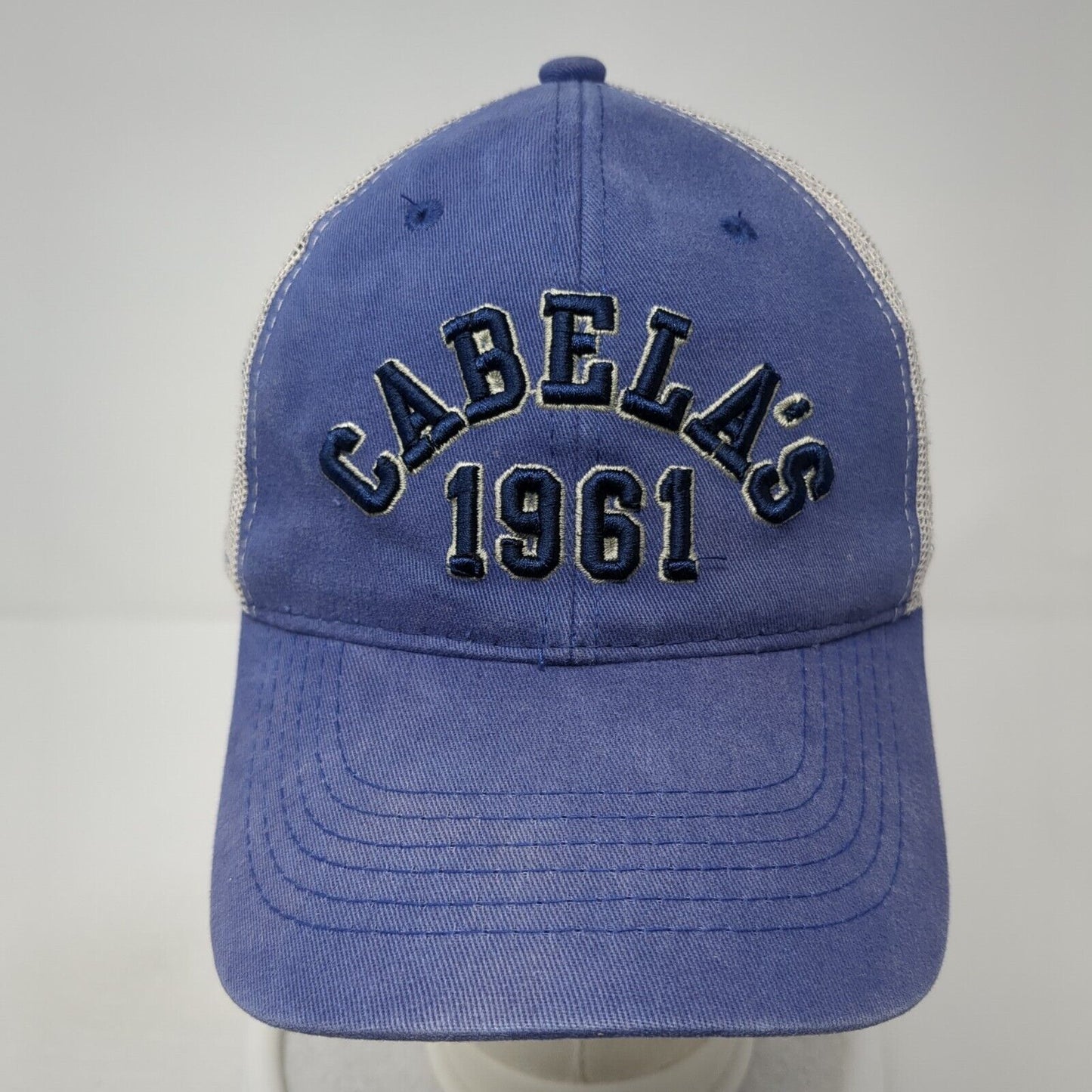 Cabela's 1961 Snapback Trucker Hat Blue One Size Mesh Back Embroidered
