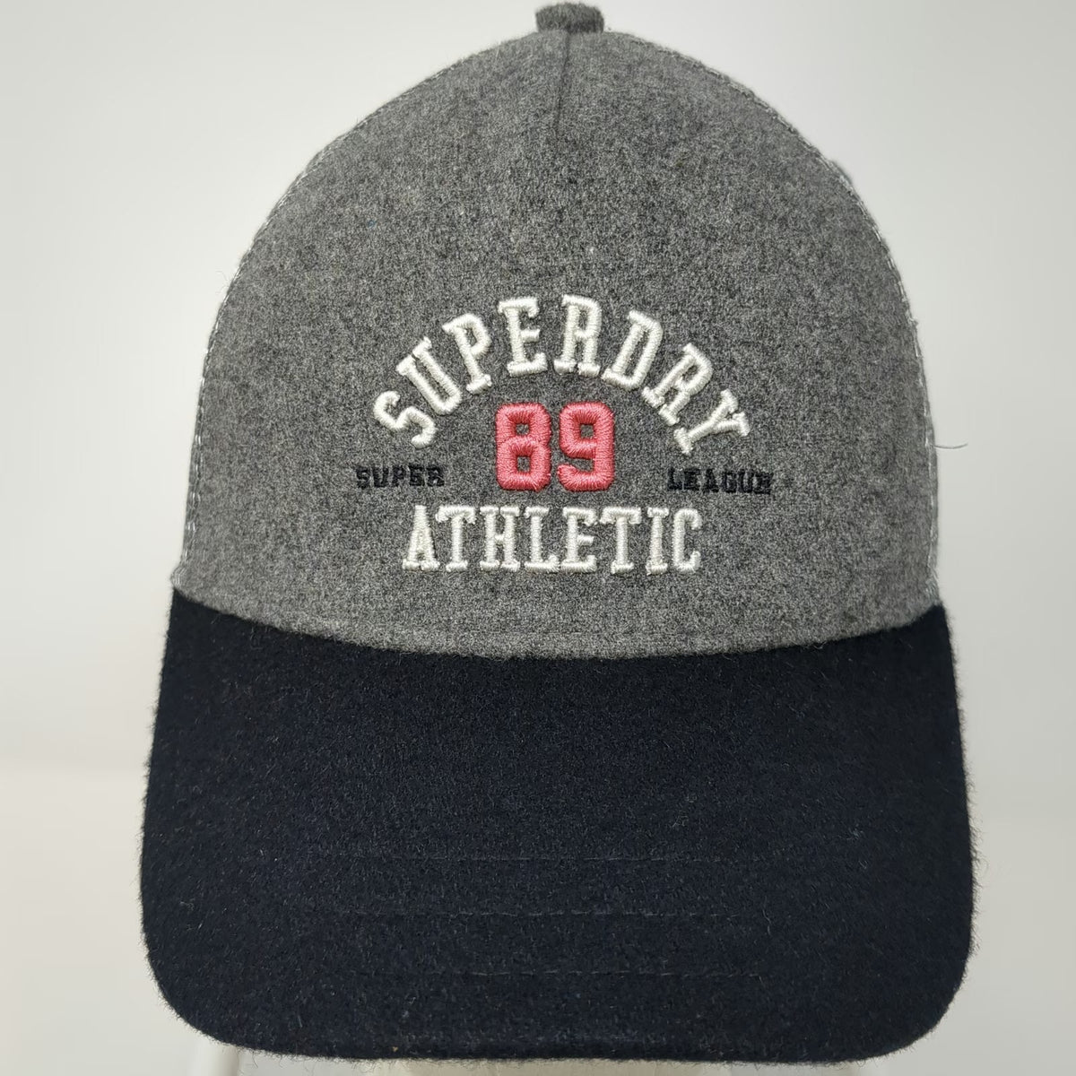 Superdry Trucker Hat Gray Blue Pink One Size Mesh Back Snapback Athletic 89 Wool