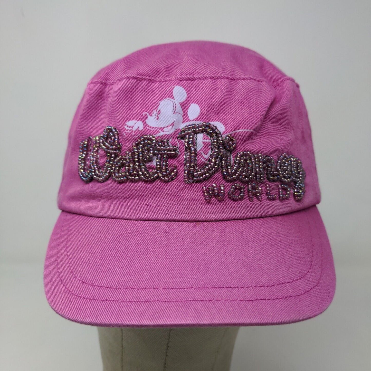 Disney Parks Women's Walt Disney World Cadet Cap Hat Pink Beaded Mickey