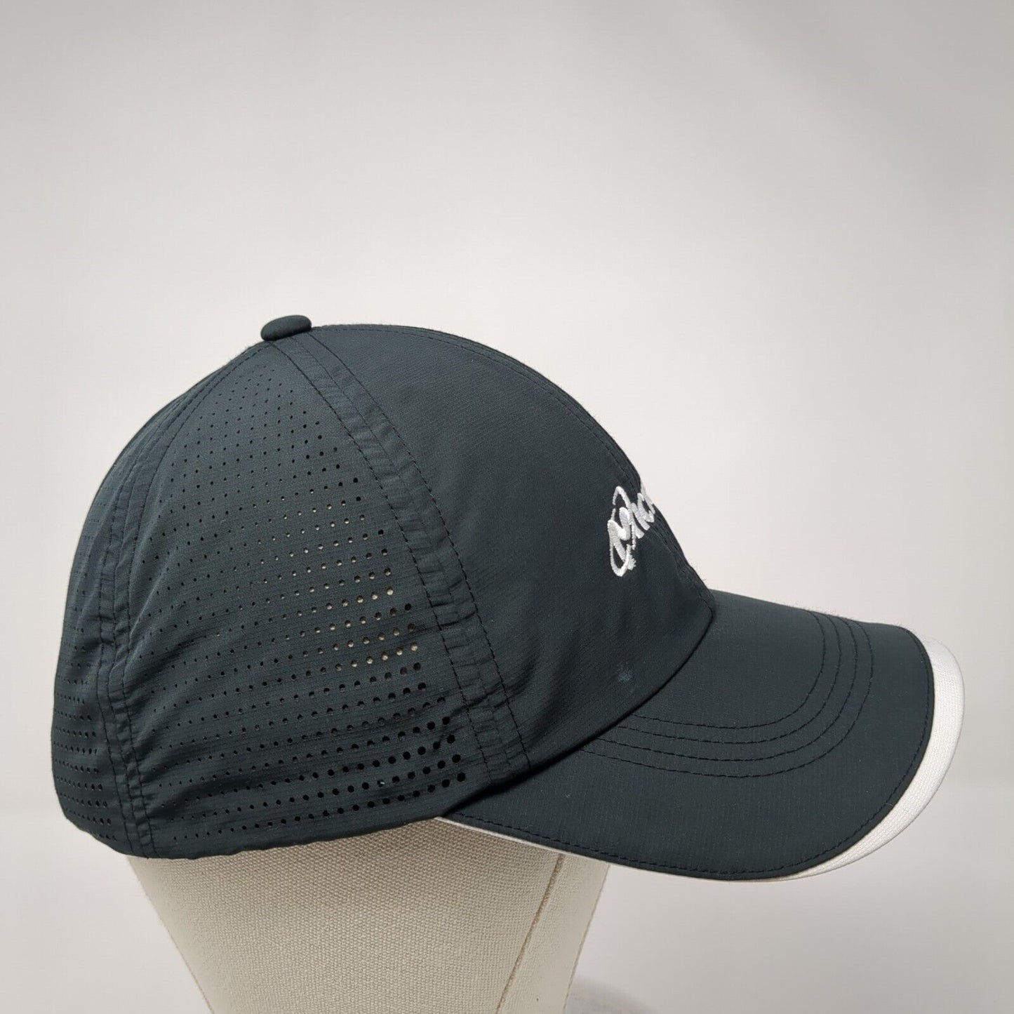 Micron Strapback Hat Black One Size Adjustable Laser Cut Nike Dri-Fit