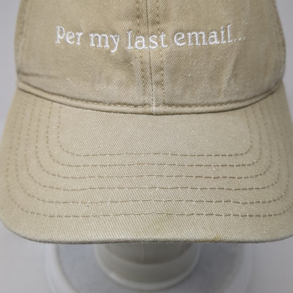 Per My Last Email Slideback Baseball Cap Brown One Size Adjustable Mad Engine