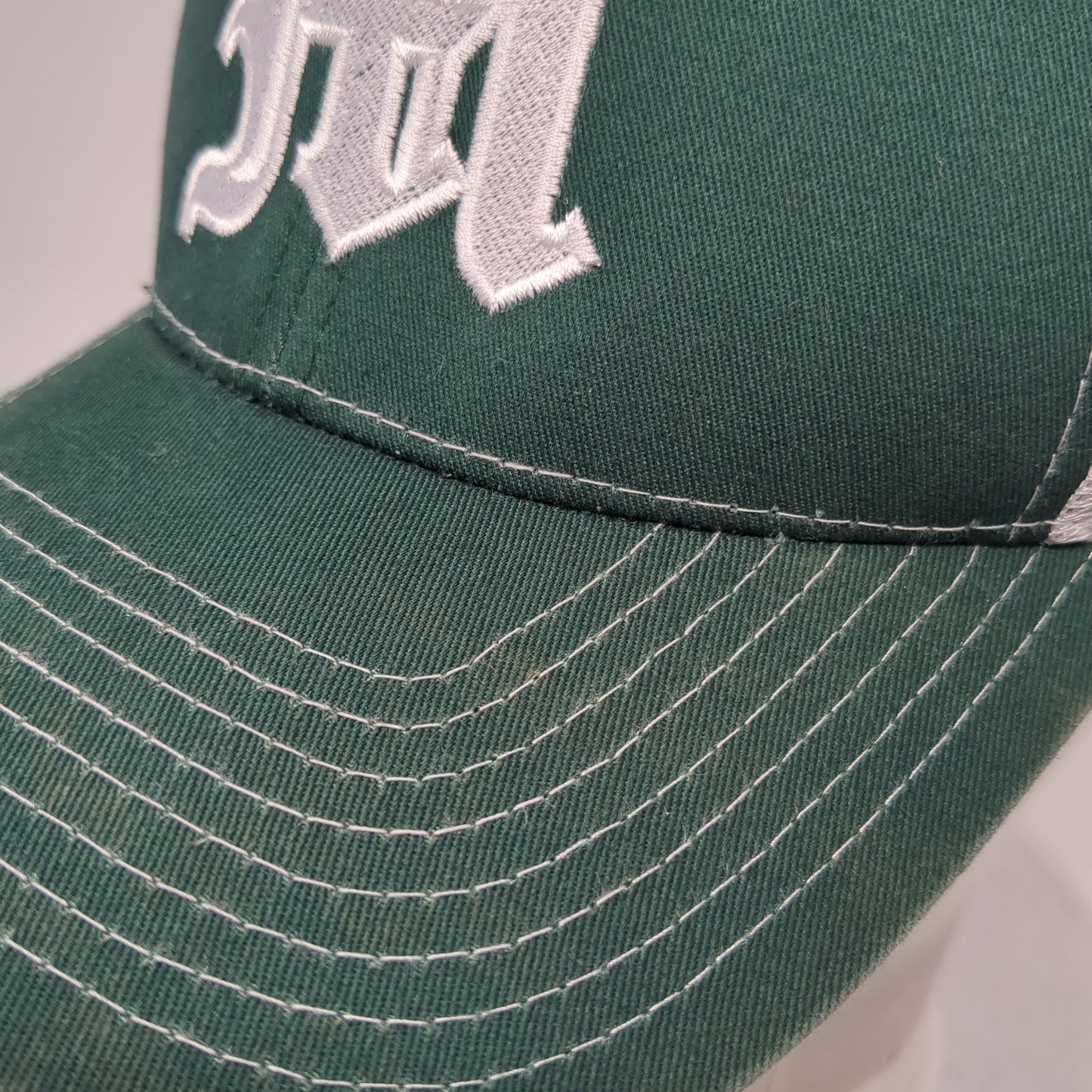 Old English M Snapback Mesh Back Trucker Hat Green One Size Adjustable