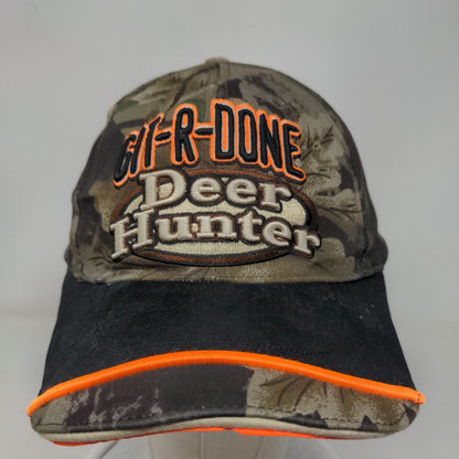 Git-R-Done Deer Hunter Strapback Hat Camouflage One Size Embroidered Rope Cotton