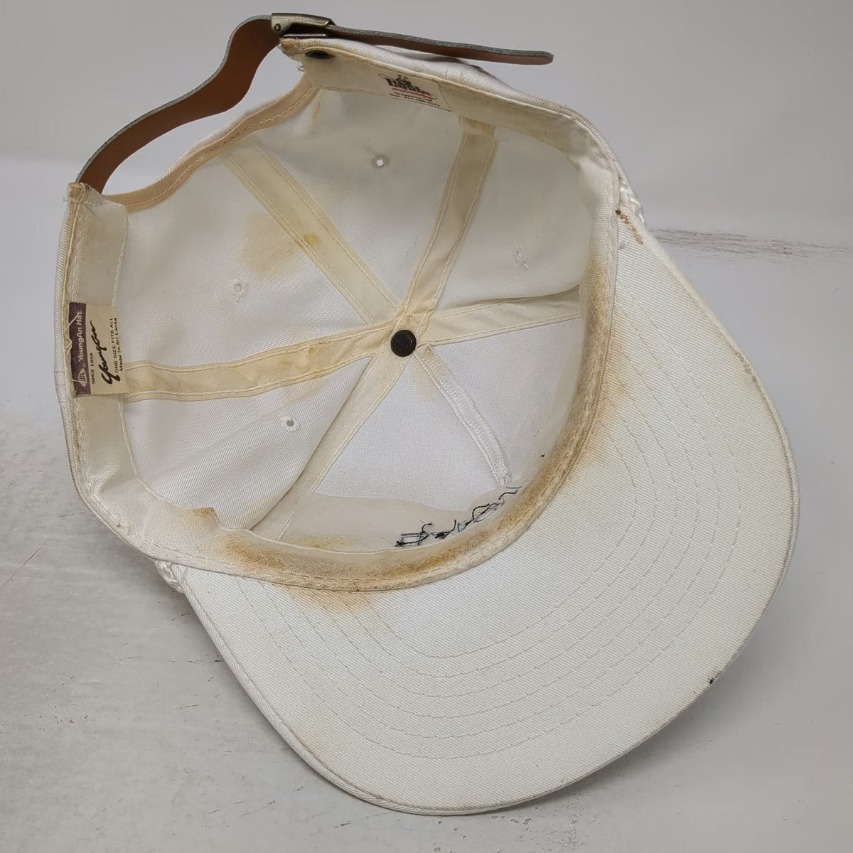YoungAn Hat 5 Panel White One Size PVI Water Heaters Boilers Rope Leather Strap