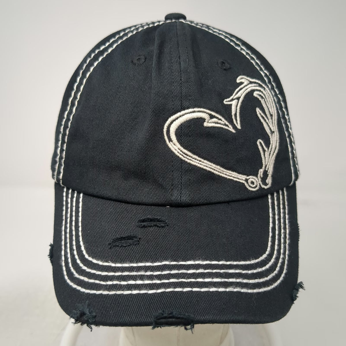 Cheekys Baseball Cap Black OSFM Hook Antler Heart Distressed Arrow Pattern Hat