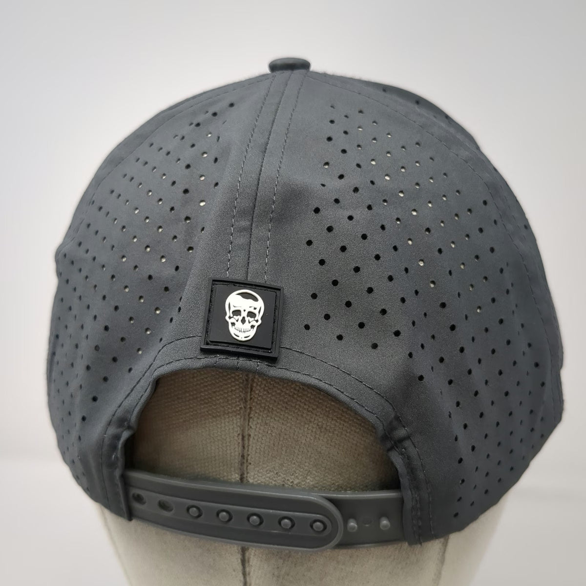 Gymreapers Trucker Hat Gray One Size Perforated Skull Performance Snapback