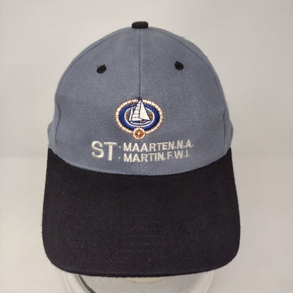 St. Maarten NA Strapback Hat Gray OSFA Colorblock Embroidered 6 Panel