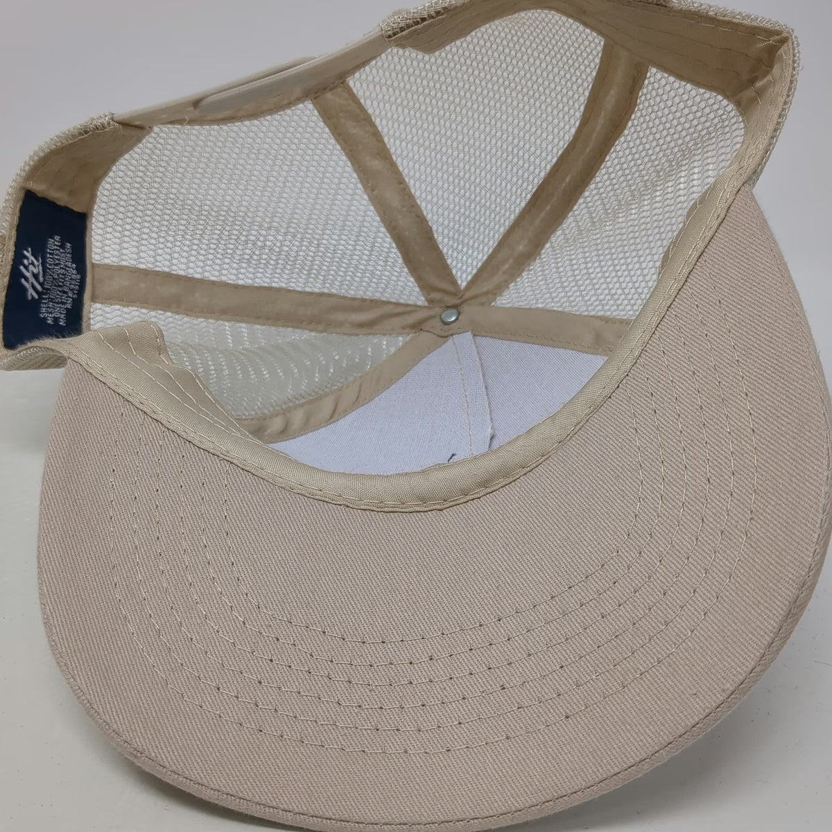 Hit Trucker Hat Beige One Size Launch Pad Logo Mesh Snapback Cap Graphic Cotton