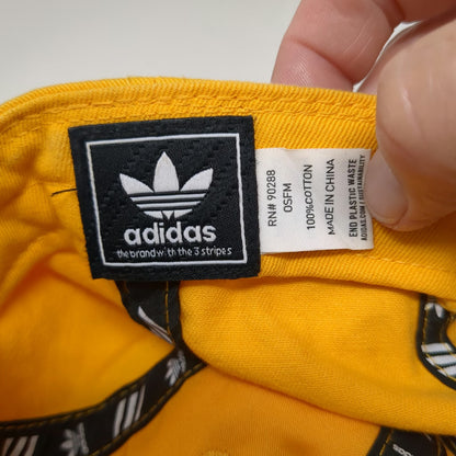 Adidas Baseball Cap Yellow One Size Trefoil Logo Cotton Slideback Adjustable Hat