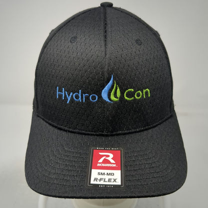 Richardson Baseball Cap Black M Hydro Con Logo Stretch Fit Hat Polyester Mesh