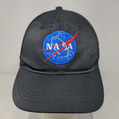 NASA Strapback Hat Black Small Adjustable Embroidered Vent Holes Spirit