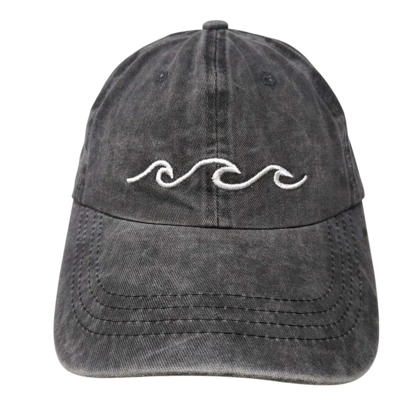 Ocean Wave Slideback Hat Gray One Size Adjustable Embroidered Star Beachside