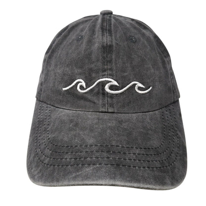 Ocean Wave Slideback Hat Gray One Size Adjustable Embroidered Star Beachside