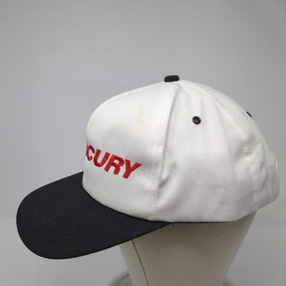 Mercury Snapback Hat White One Size Adjustable Embroidered Vented Holes 6 Panel