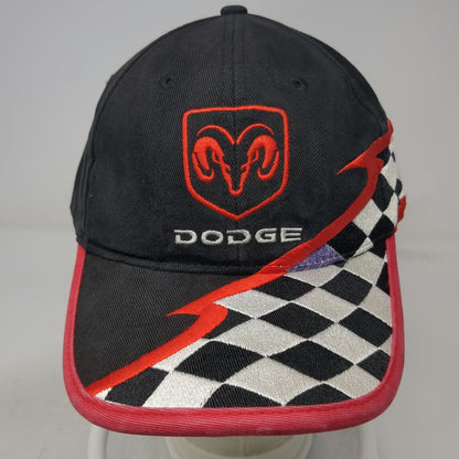 Dodge Baseball Cap Black Red White OSFM Checkered Racing Ram Logo Strapback Hat