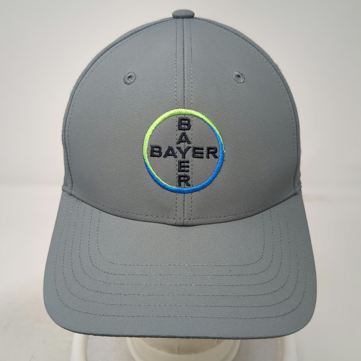Adidas Baseball Cap Gray One Size Bayer Logo Strapback Polyester Hat
