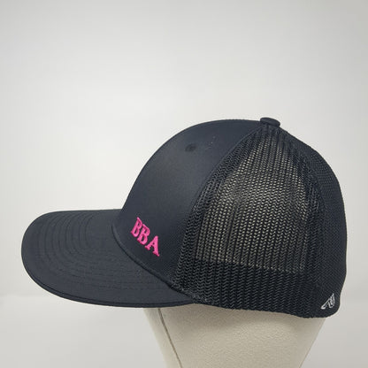 BBA 80 Fitted Trucker Hat Black 7 3/8 Embroidered Mesh Back Pacific Headwear
