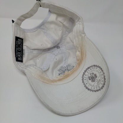 Live Lucky The Madison Club Slideback Hat White OSFA Adjustable Black Clover