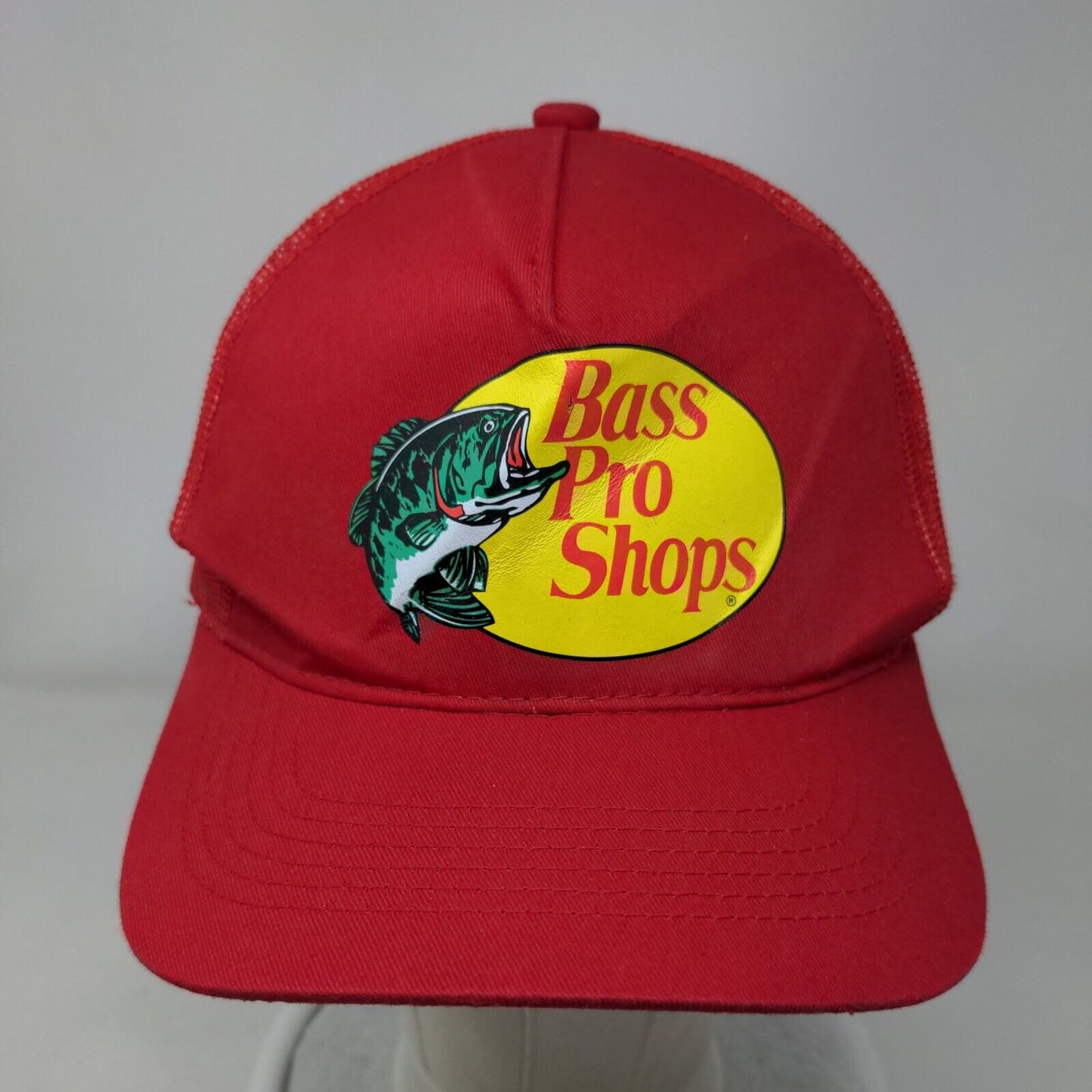 Bass Pro Shops Snapback Trucker Hat Red OSFM Adjustable Breathable Mesh Back