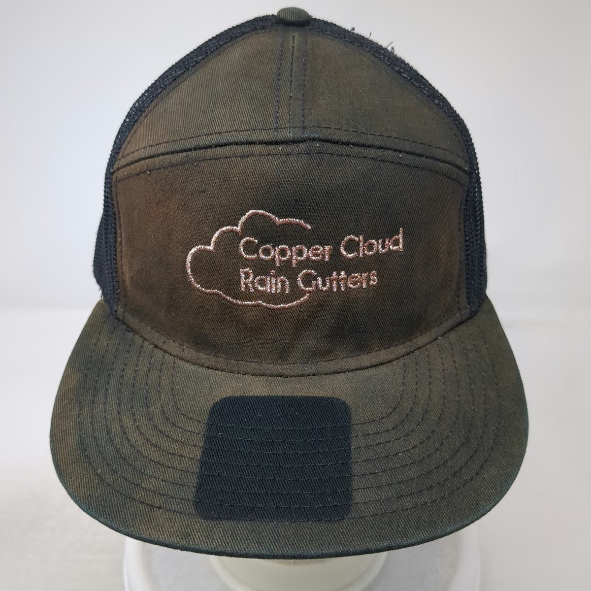 Otto Trucker Hat Black OSFM Copper Cloud Rain Gutters Mesh Snapback Flat Bill