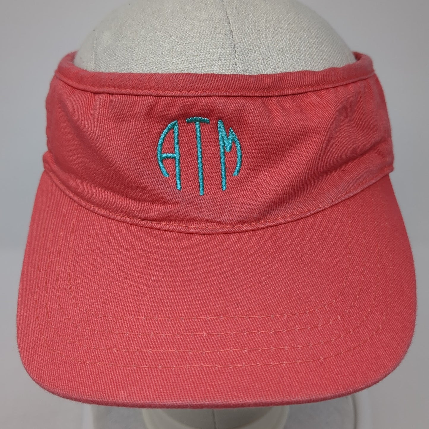 ATM Strapback Sun Visor Hat Pink One Size Adjustable Embroidered Outdoor