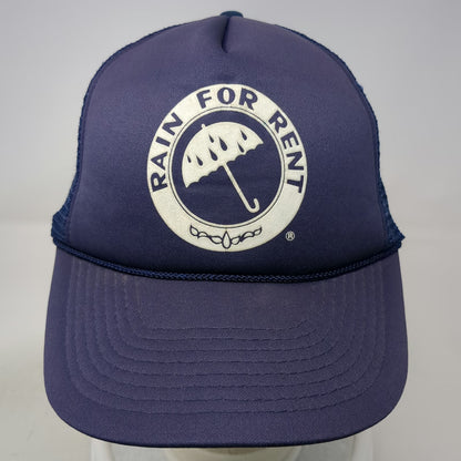 Rain For Rent Trucker Hat Blue One Size Foam Mesh Snapback Rope Industrial Logo