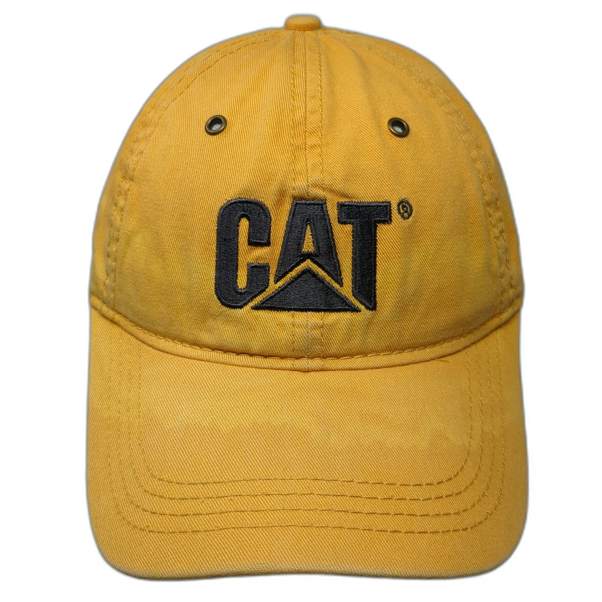 CAT Caterpillar Baseball Cap Yellow Black OSFM Adjustable Strapback Hat Cotton