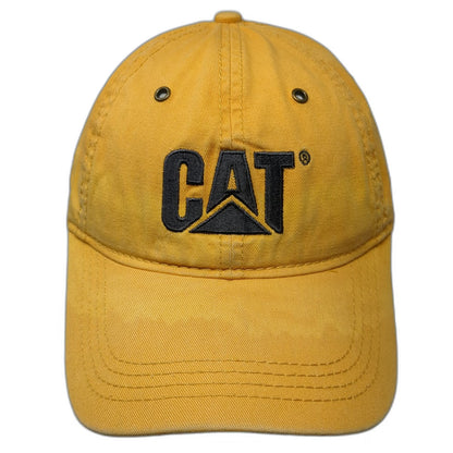 CAT Caterpillar Baseball Cap Yellow Black OSFM Adjustable Strapback Hat Cotton