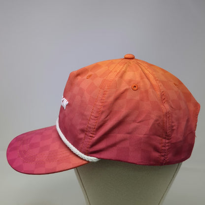 Dunkin' 5 Panel Orange Pink White Hat One Size Rope Checkerboard Snapback