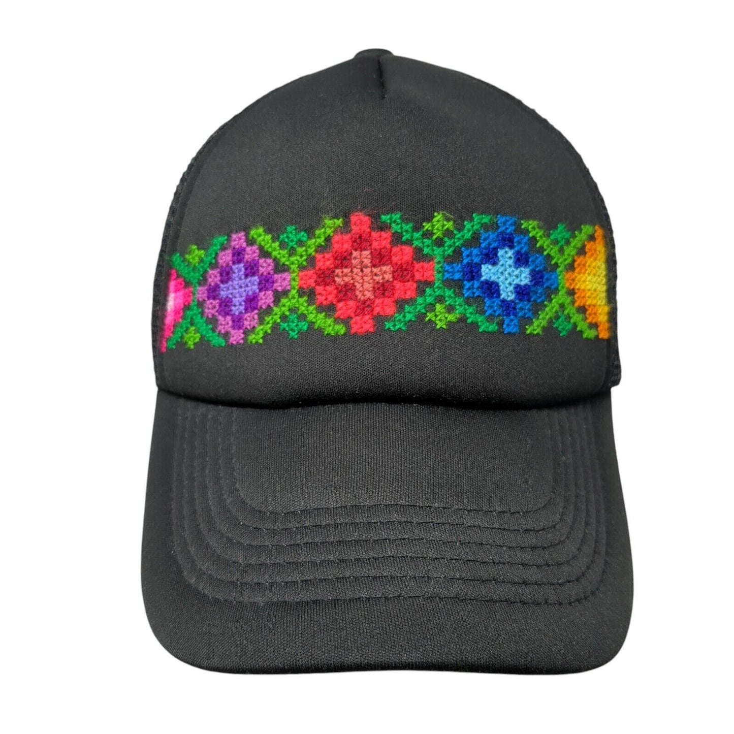 Unbranded Snapback Trucker Hat Black One Size Mesh Back Embroidered