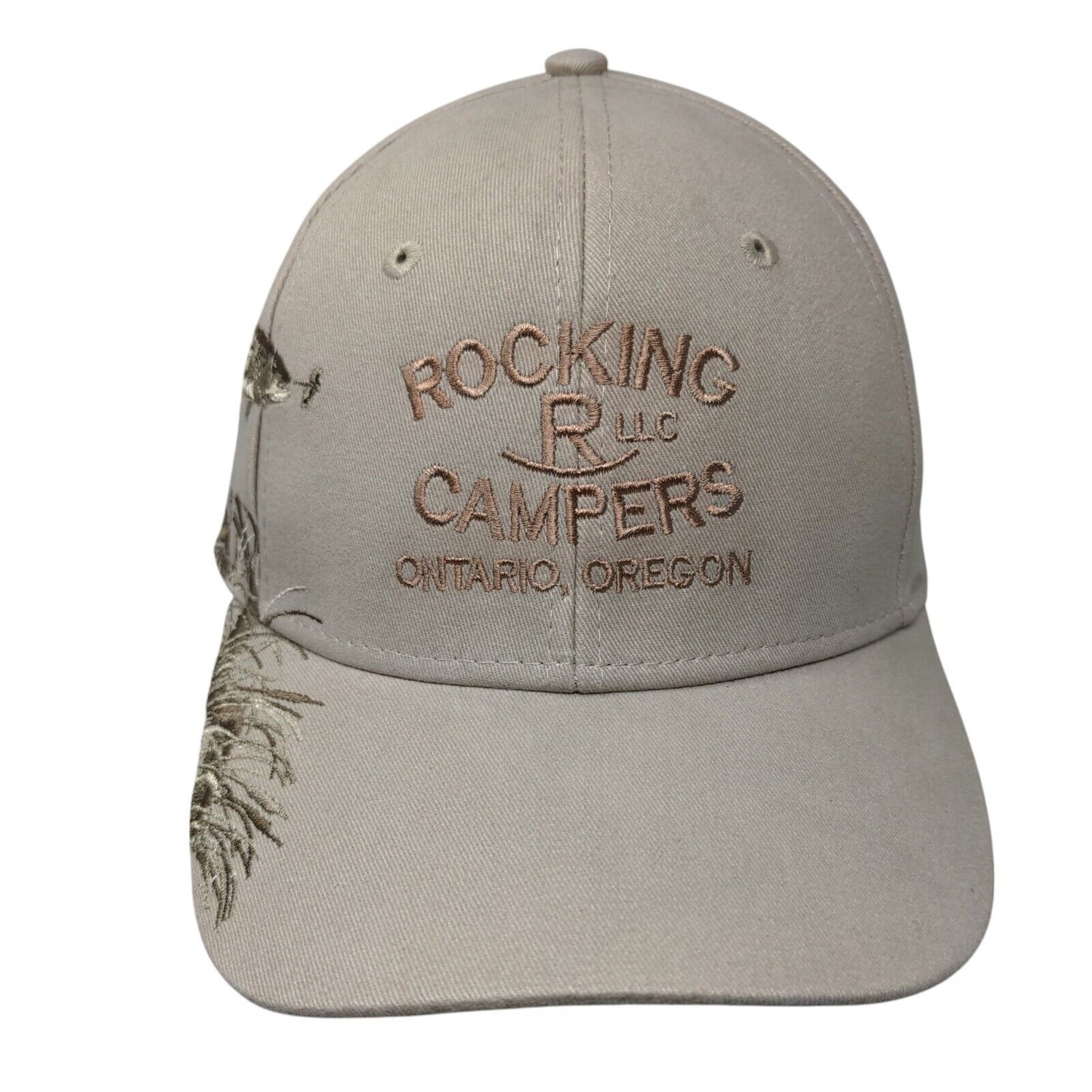 Rocking R Campers LLC Strapback Hat Tan One Size Dri-Duck Embroidered