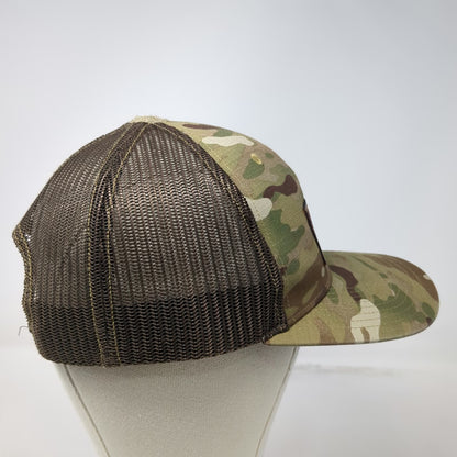 Richardson Trucker Hat Green Camo One Size Leather Patch American Flag Mesh